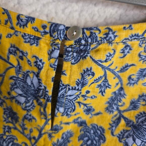 J Jill Love Linen PetiteSm Yellow n Blue floral Print W Pockets Shift Tank Dress - Picture 14 of 14